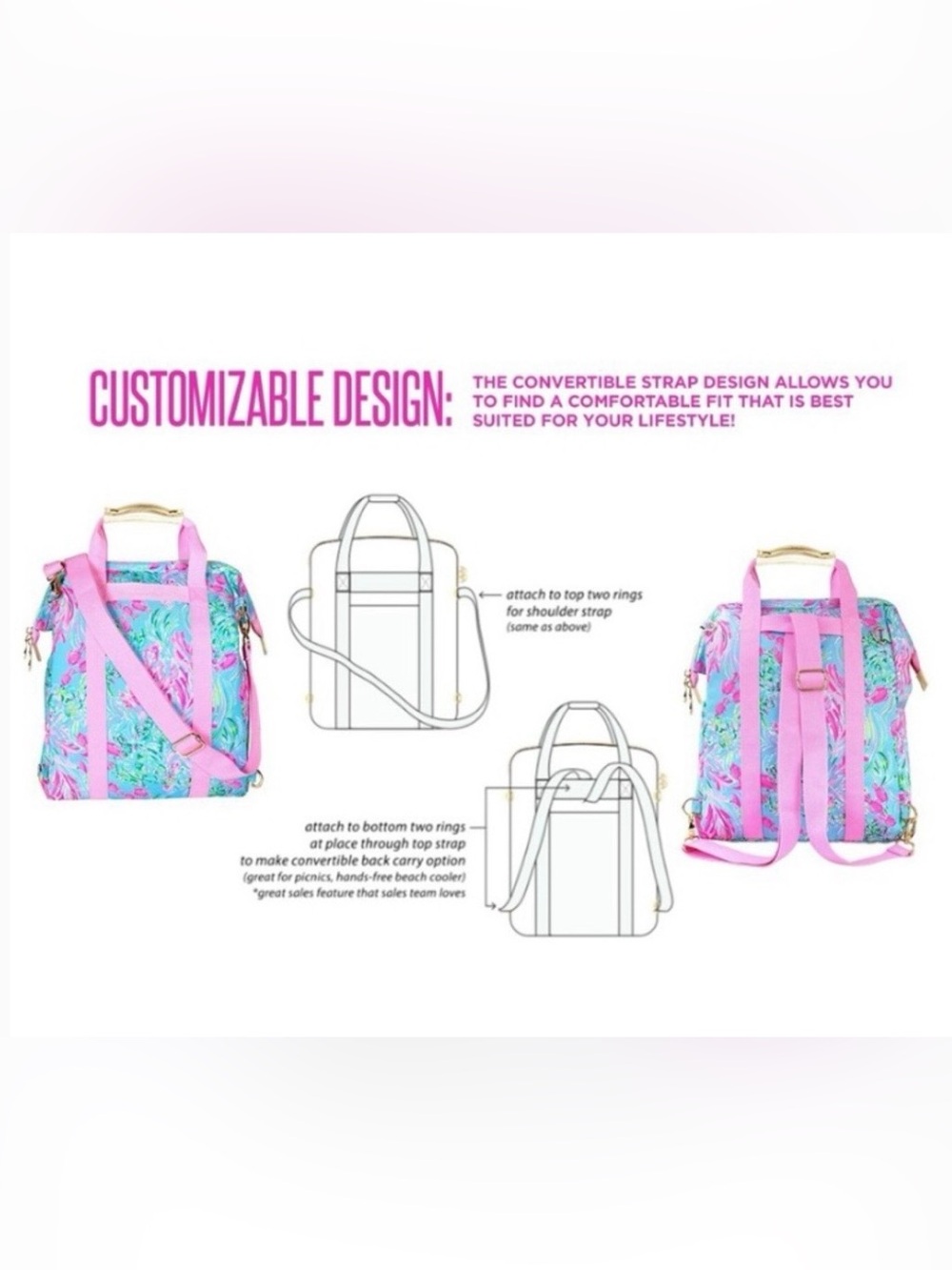 Lilly Pulitzer Insulted Backpack Cooler Tote - Picture 9 of 14